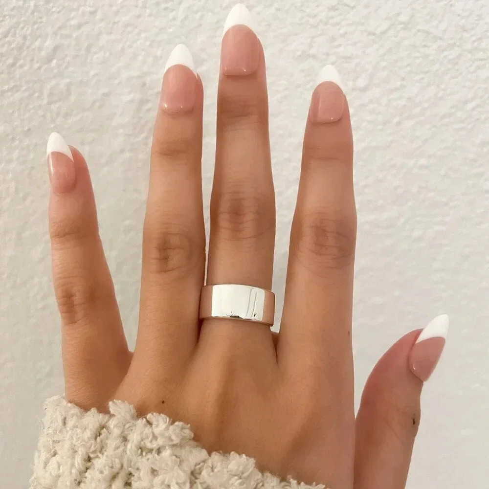 925 Sterling Silver Wide Ring Band Chunky Ring Band Minimalist Ring Stackable - Picture 4 of 7